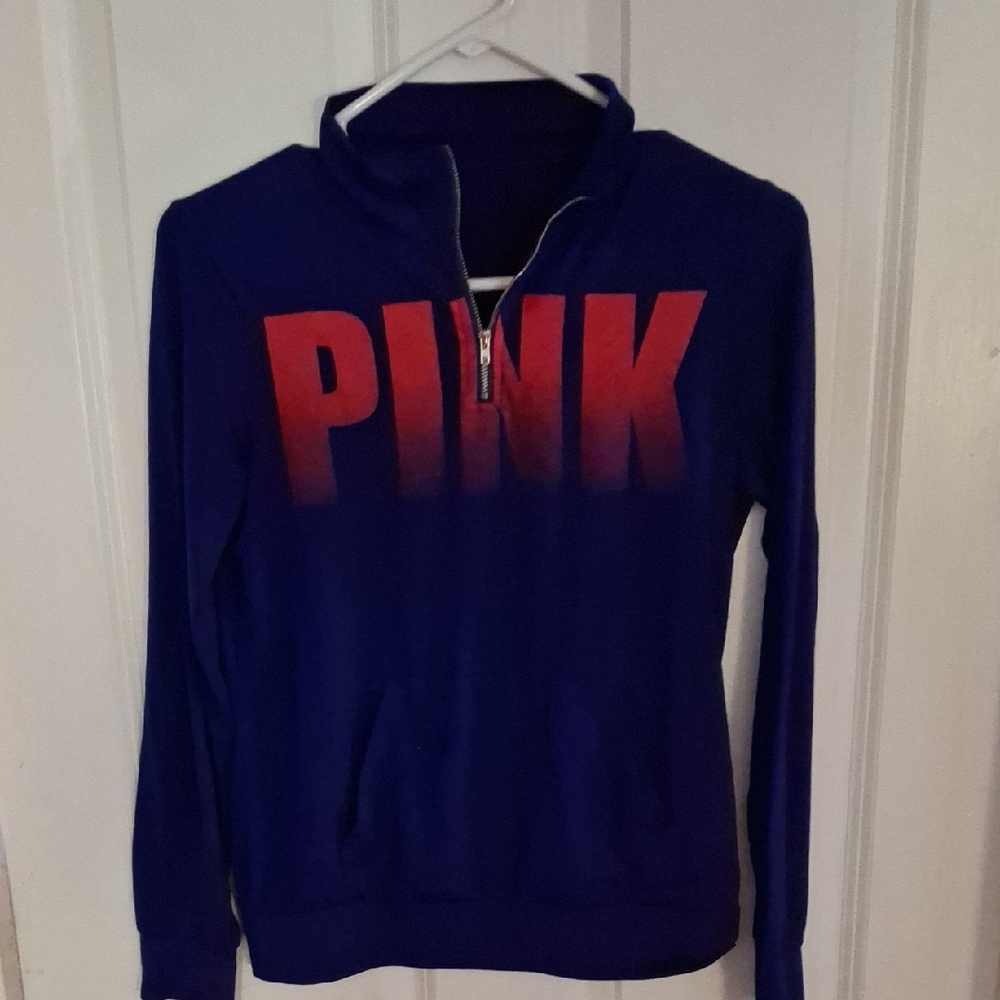 PINK Victoria's Secret Women's Navy and Red Sweater